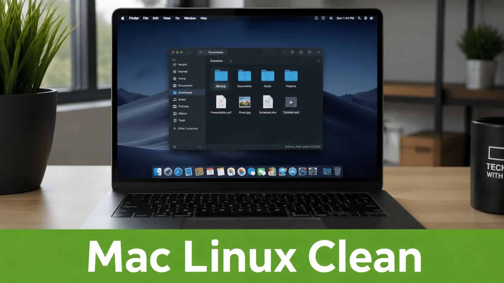 A modern laptop on a desk showing a file explorer window on its dark mode screen display.